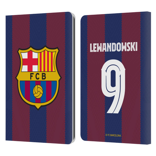 FC Barcelona 2023/24 Players Home Kit Robert Lewandowski Leather Book Wallet Case Cover For Amazon Kindle Paperwhite 1 / 2 / 3