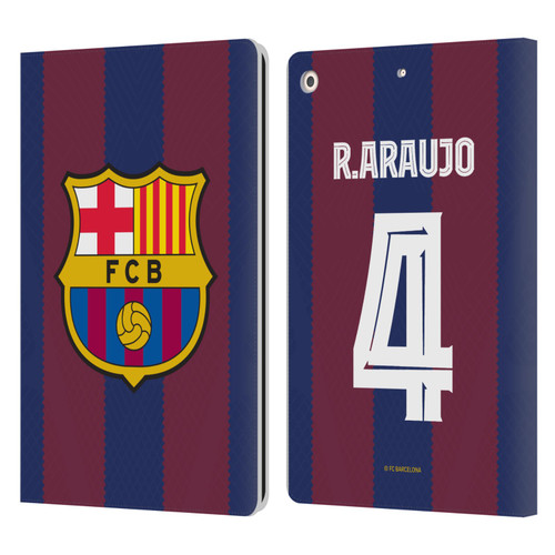 FC Barcelona 2023/24 Players Home Kit Ronald Araújo Leather Book Wallet Case Cover For Apple iPad 10.2 2019/2020/2021