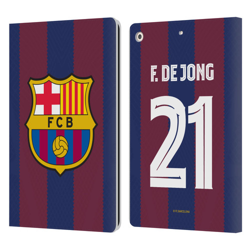 FC Barcelona 2023/24 Players Home Kit Frenkie de Jong Leather Book Wallet Case Cover For Apple iPad 10.2 2019/2020/2021