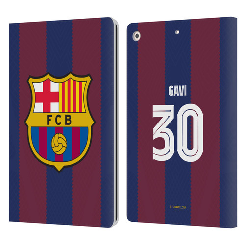 FC Barcelona 2023/24 Players Home Kit Gavi Leather Book Wallet Case Cover For Apple iPad 10.2 2019/2020/2021