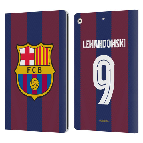 FC Barcelona 2023/24 Players Home Kit Robert Lewandowski Leather Book Wallet Case Cover For Apple iPad 10.2 2019/2020/2021