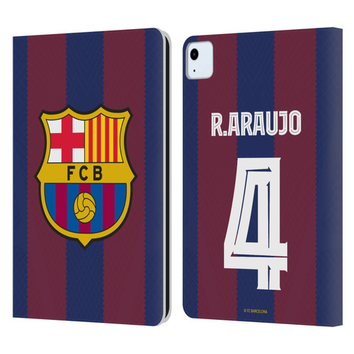 FC Barcelona 2023/24 Players Home Kit Ronald Araújo Leather Book Wallet Case Cover For Apple iPad Air 2020 / 2022