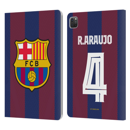 FC Barcelona 2023/24 Players Home Kit Ronald Araújo Leather Book Wallet Case Cover For Apple iPad Pro 11 2020 / 2021 / 2022
