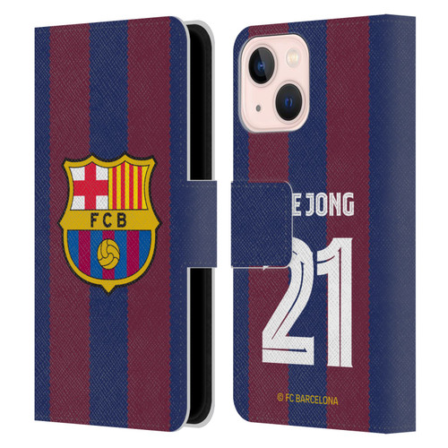FC Barcelona 2023/24 Players Home Kit Frenkie de Jong Leather Book Wallet Case Cover For Apple iPhone 13 Mini