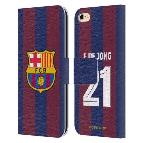 FC Barcelona 2023/24 Players Home Kit Frenkie de Jong Leather Book Wallet Case Cover For Apple iPhone 6 / iPhone 6s