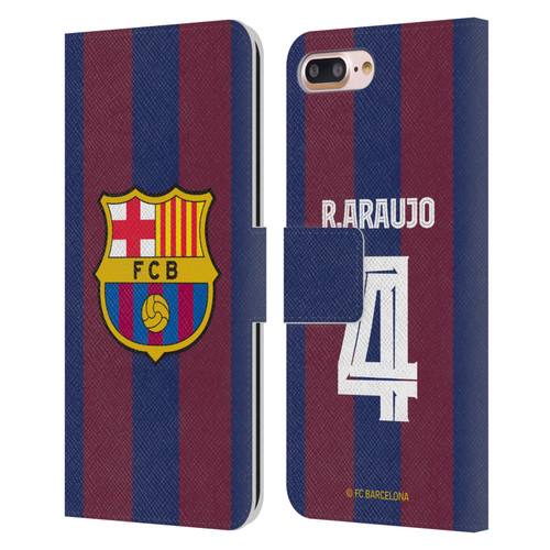 FC Barcelona 2023/24 Players Home Kit Ronald Araújo Leather Book Wallet Case Cover For Apple iPhone 7 Plus / iPhone 8 Plus