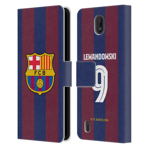 FC Barcelona 2023/24 Players Home Kit Robert Lewandowski Leather Book Wallet Case Cover For Nokia C01 Plus/C1 2nd Edition
