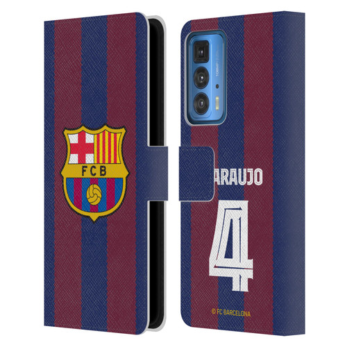 FC Barcelona 2023/24 Players Home Kit Ronald Araújo Leather Book Wallet Case Cover For Motorola Edge 20 Pro