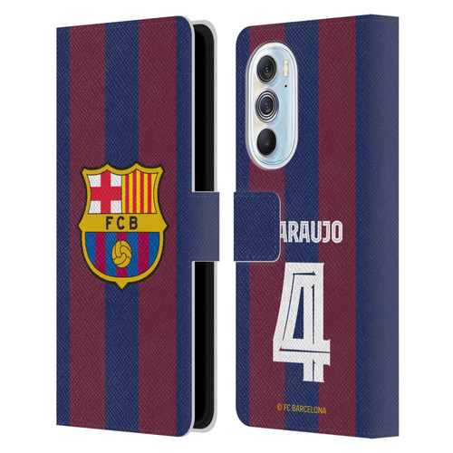 FC Barcelona 2023/24 Players Home Kit Ronald Araújo Leather Book Wallet Case Cover For Motorola Edge X30