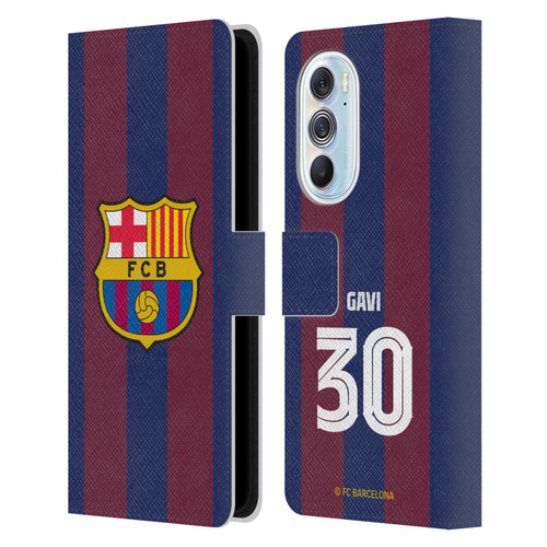 FC Barcelona 2023/24 Players Home Kit Gavi Leather Book Wallet Case Cover For Motorola Edge X30