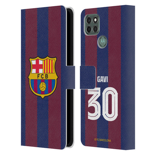 FC Barcelona 2023/24 Players Home Kit Gavi Leather Book Wallet Case Cover For Motorola Moto G9 Power