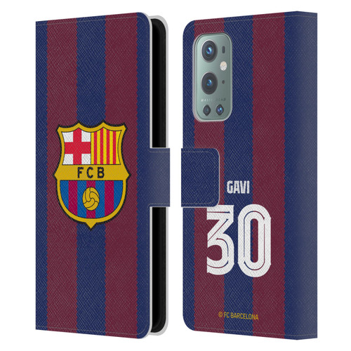 FC Barcelona 2023/24 Players Home Kit Gavi Leather Book Wallet Case Cover For OnePlus 9