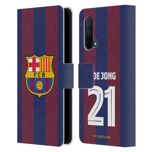 FC Barcelona 2023/24 Players Home Kit Frenkie de Jong Leather Book Wallet Case Cover For OnePlus Nord CE 5G