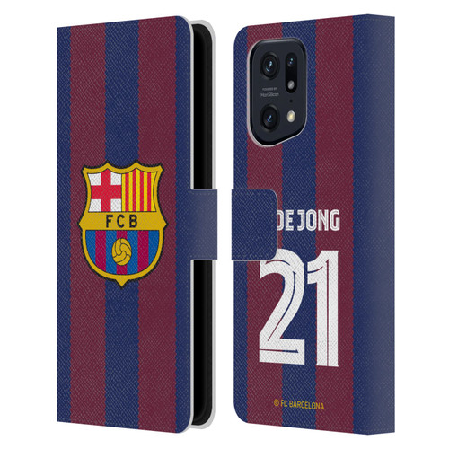 FC Barcelona 2023/24 Players Home Kit Frenkie de Jong Leather Book Wallet Case Cover For OPPO Find X5 Pro