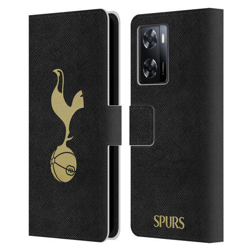 Tottenham Hotspur F.C. Badge Black And Gold Leather Book Wallet Case Cover For OPPO A57s