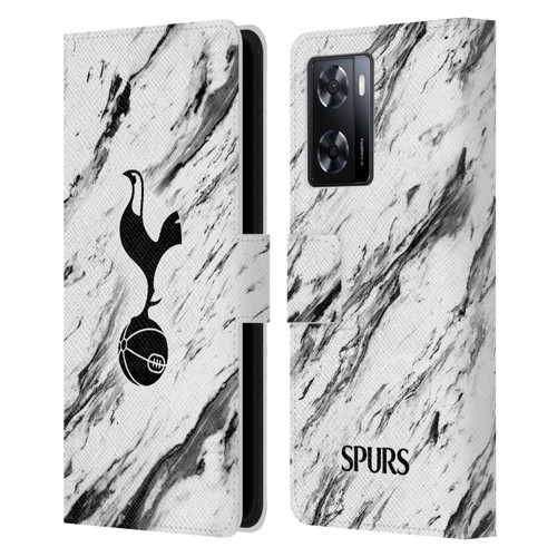 Tottenham Hotspur F.C. Badge Black And White Marble Leather Book Wallet Case Cover For OPPO A57s