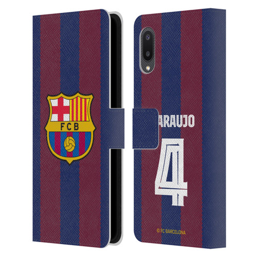 FC Barcelona 2023/24 Players Home Kit Ronald Araújo Leather Book Wallet Case Cover For Samsung Galaxy A02/M02 (2021)