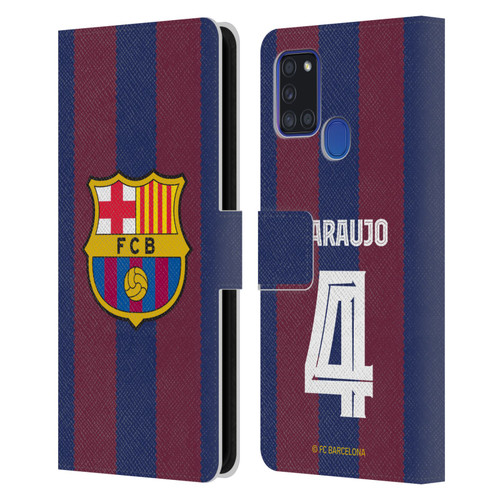 FC Barcelona 2023/24 Players Home Kit Ronald Araújo Leather Book Wallet Case Cover For Samsung Galaxy A21s (2020)
