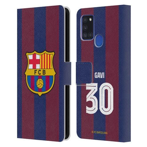 FC Barcelona 2023/24 Players Home Kit Gavi Leather Book Wallet Case Cover For Samsung Galaxy A21s (2020)