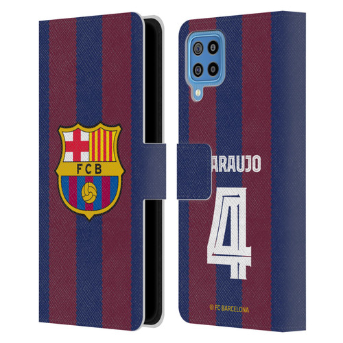 FC Barcelona 2023/24 Players Home Kit Ronald Araújo Leather Book Wallet Case Cover For Samsung Galaxy F22 (2021)