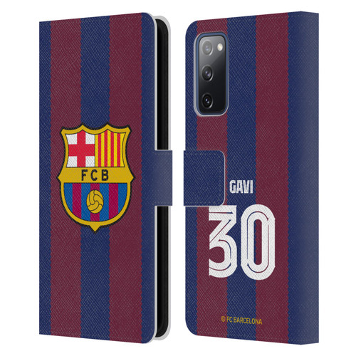 FC Barcelona 2023/24 Players Home Kit Gavi Leather Book Wallet Case Cover For Samsung Galaxy S20 FE / 5G