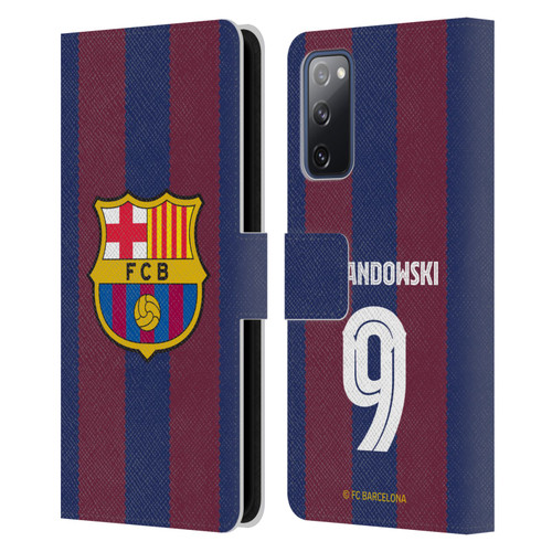 FC Barcelona 2023/24 Players Home Kit Robert Lewandowski Leather Book Wallet Case Cover For Samsung Galaxy S20 FE / 5G
