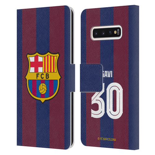 FC Barcelona 2023/24 Players Home Kit Gavi Leather Book Wallet Case Cover For Samsung Galaxy S10