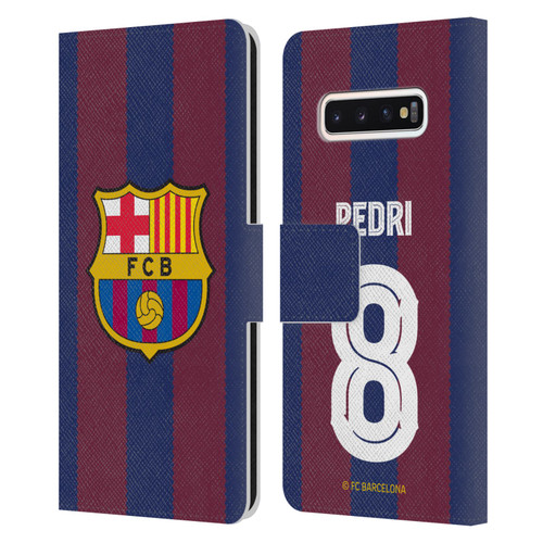 FC Barcelona 2023/24 Players Home Kit Pedri Leather Book Wallet Case Cover For Samsung Galaxy S10
