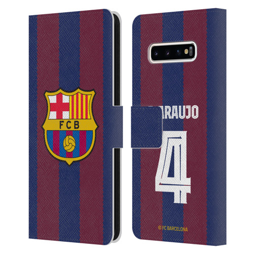 FC Barcelona 2023/24 Players Home Kit Ronald Araújo Leather Book Wallet Case Cover For Samsung Galaxy S10+ / S10 Plus