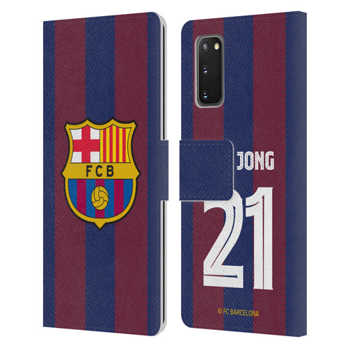 FC Barcelona 2023/24 Players Home Kit Frenkie de Jong Leather Book Wallet Case Cover For Samsung Galaxy S20 / S20 5G