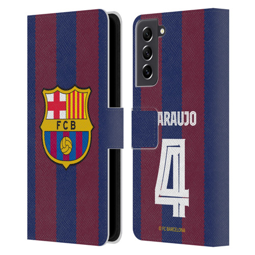 FC Barcelona 2023/24 Players Home Kit Ronald Araújo Leather Book Wallet Case Cover For Samsung Galaxy S21 FE 5G