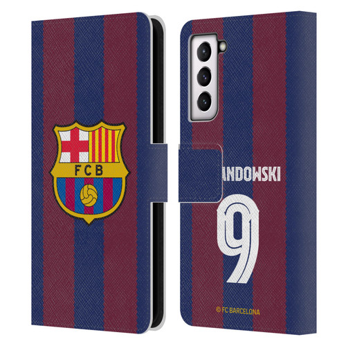 FC Barcelona 2023/24 Players Home Kit Robert Lewandowski Leather Book Wallet Case Cover For Samsung Galaxy S21 5G