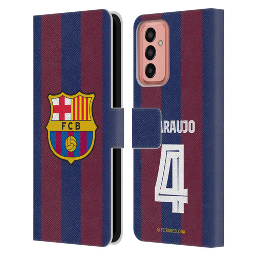 FC Barcelona 2023/24 Players Home Kit Ronald Araújo Leather Book Wallet Case Cover For Samsung Galaxy M13 (2022)