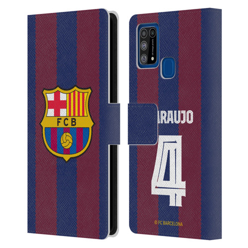FC Barcelona 2023/24 Players Home Kit Ronald Araújo Leather Book Wallet Case Cover For Samsung Galaxy M31 (2020)
