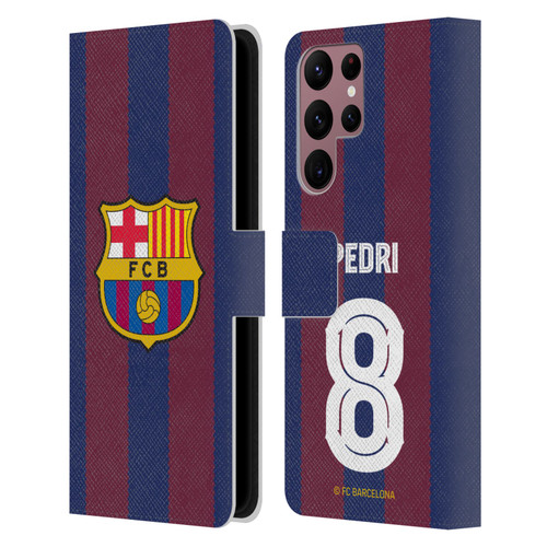 FC Barcelona 2023/24 Players Home Kit Pedri Leather Book Wallet Case Cover For Samsung Galaxy S22 Ultra 5G