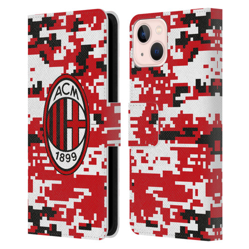 AC Milan Crest Patterns Digital Camouflage Leather Book Wallet Case Cover For Apple iPhone 13