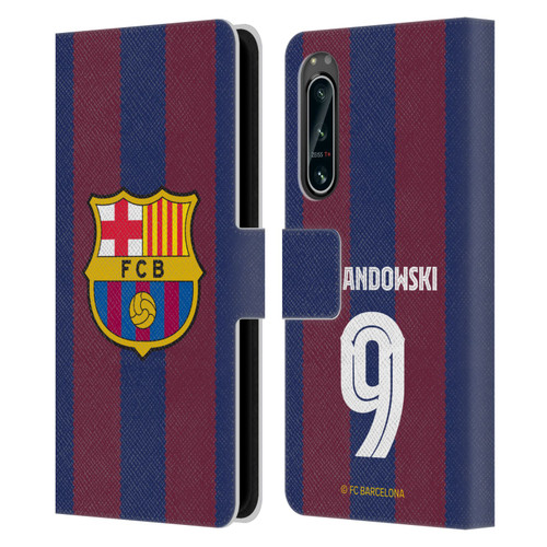 FC Barcelona 2023/24 Players Home Kit Robert Lewandowski Leather Book Wallet Case Cover For Sony Xperia 5 IV