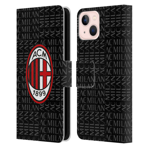AC Milan Crest Patterns Red And Grey Leather Book Wallet Case Cover For Apple iPhone 13