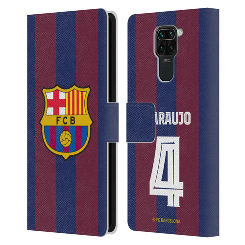 FC Barcelona 2023/24 Players Home Kit Ronald Araújo Leather Book Wallet Case Cover For Xiaomi Redmi Note 9 / Redmi 10X 4G