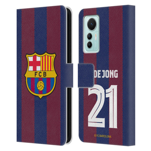 FC Barcelona 2023/24 Players Home Kit Frenkie de Jong Leather Book Wallet Case Cover For Xiaomi 12 Lite