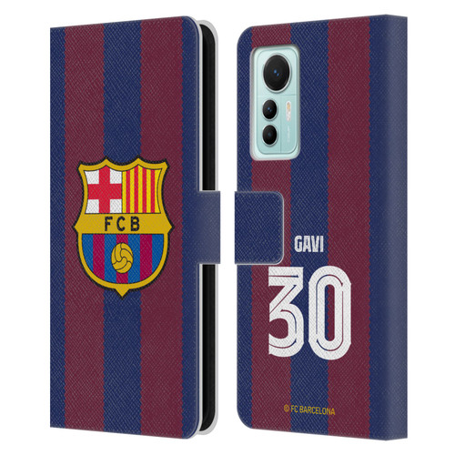 FC Barcelona 2023/24 Players Home Kit Gavi Leather Book Wallet Case Cover For Xiaomi 12 Lite