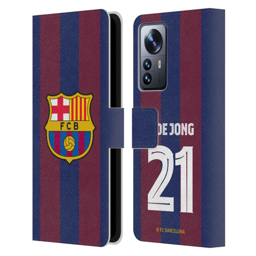 FC Barcelona 2023/24 Players Home Kit Frenkie de Jong Leather Book Wallet Case Cover For Xiaomi 12 Pro