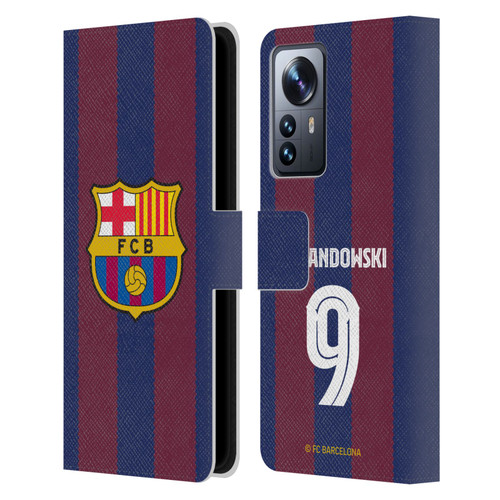 FC Barcelona 2023/24 Players Home Kit Robert Lewandowski Leather Book Wallet Case Cover For Xiaomi 12 Pro