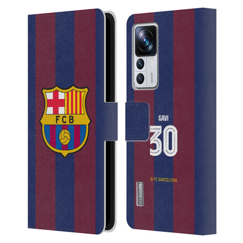 FC Barcelona 2023/24 Players Home Kit Gavi Leather Book Wallet Case Cover For Xiaomi 12T Pro