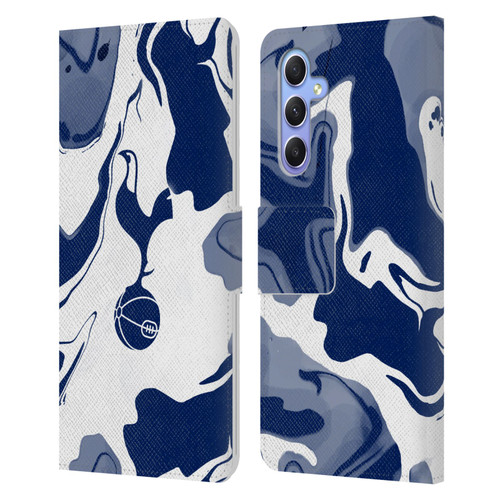 Tottenham Hotspur F.C. Badge Blue And White Marble Leather Book Wallet Case Cover For Samsung Galaxy A34 5G