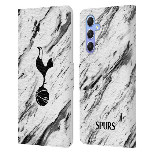 Tottenham Hotspur F.C. Badge Black And White Marble Leather Book Wallet Case Cover For Samsung Galaxy A34 5G