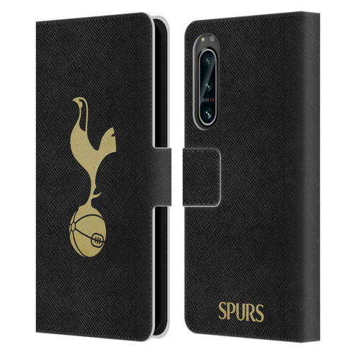 Tottenham Hotspur F.C. Badge Black And Gold Leather Book Wallet Case Cover For Sony Xperia 5 IV