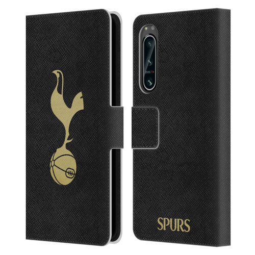 Tottenham Hotspur F.C. Badge Black And Gold Leather Book Wallet Case Cover For Sony Xperia 5 IV