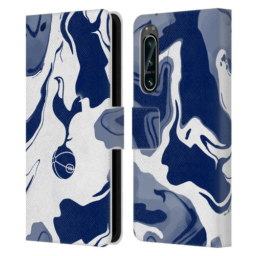 Tottenham Hotspur F.C. Badge Blue And White Marble Leather Book Wallet Case Cover For Sony Xperia 5 IV