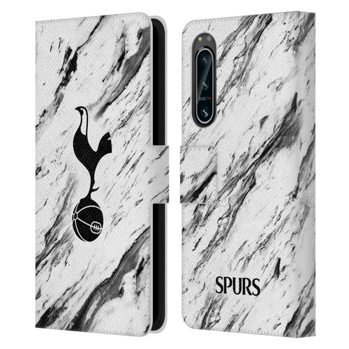 Tottenham Hotspur F.C. Badge Black And White Marble Leather Book Wallet Case Cover For Sony Xperia 5 IV